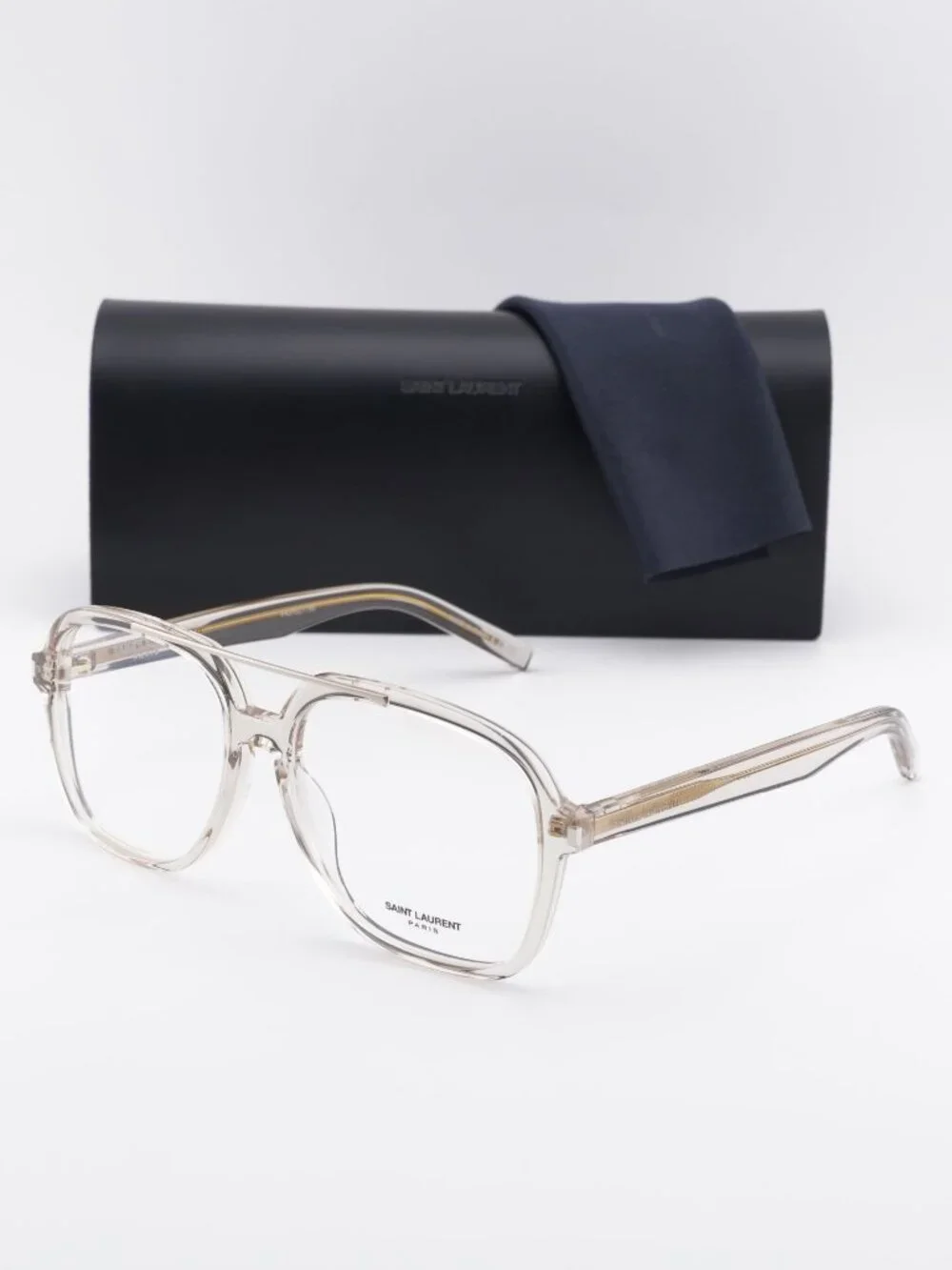 Saint Laurent SL545 OPT 003 Eyeglasses Shiny Beige 58mm Square Frame